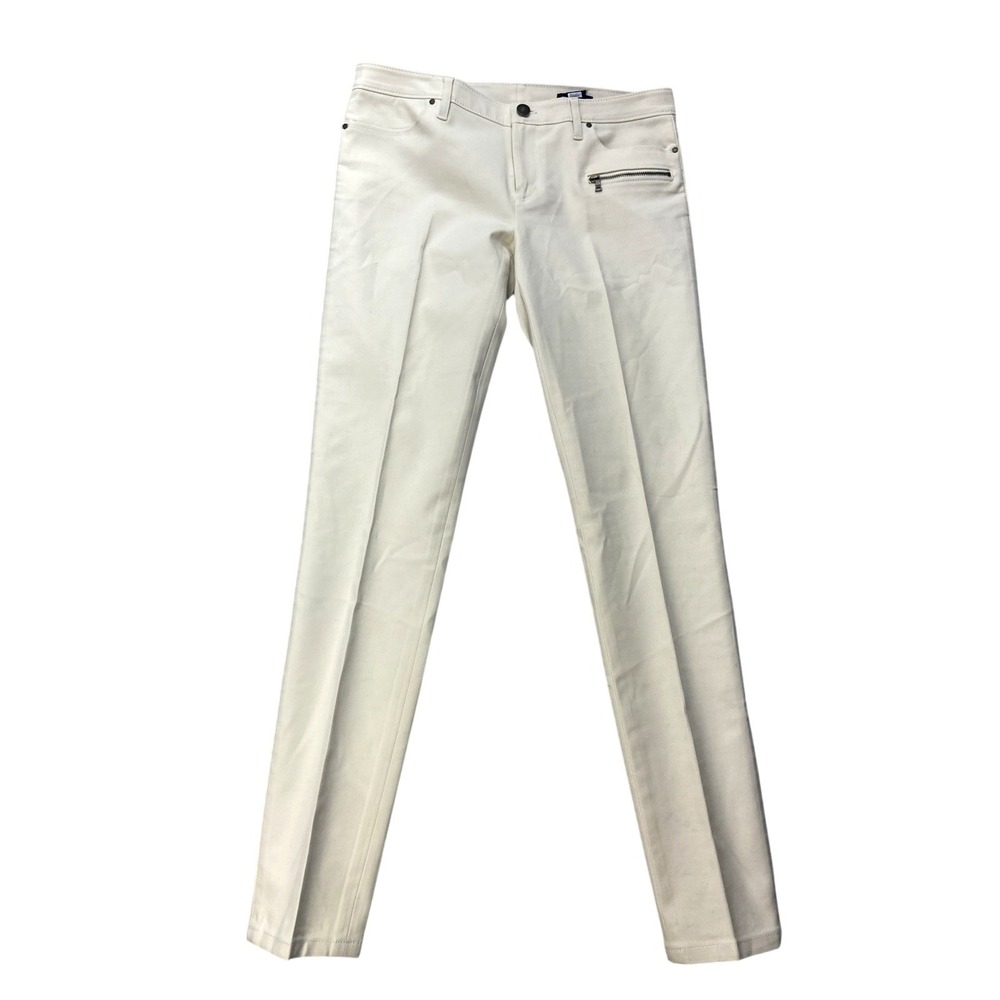 Club Monaco Chino Pants Womens 6 White Twill Skinny Ankle Stretch Zip Pockets